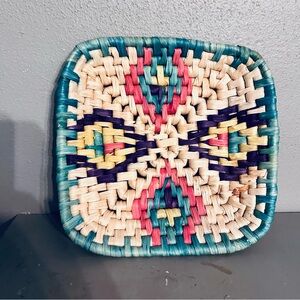 Woven Trinket Basket Decorative Wall‎ Hanging Boho Decor Colorful